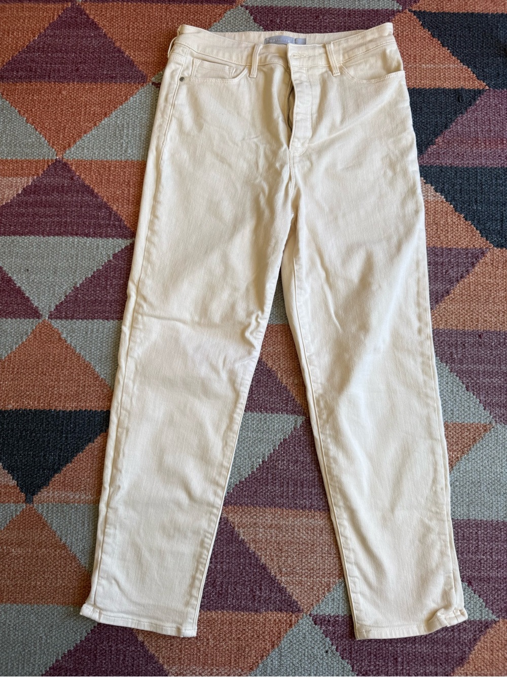 Athleta Cream/White High-Rise Pants/Jeans